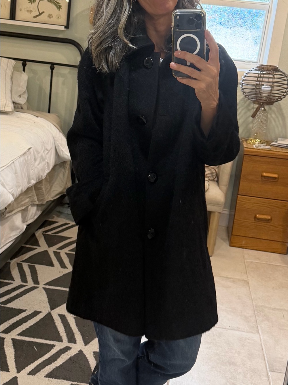Jones New York Black Single-Breasted Pea Coat